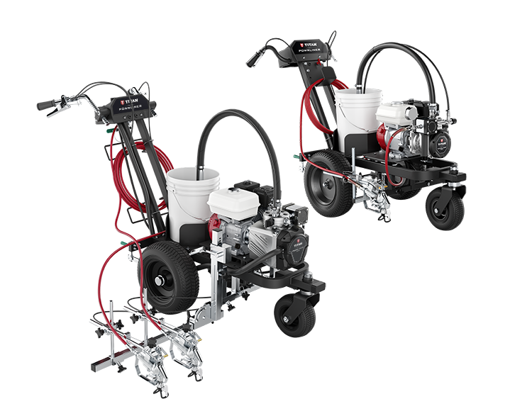 Titan PowrLiner 5500 and 3500 line striper side by side